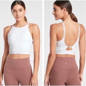 Athleta Intention Cropped Tank D-DD White XS Yoga Pilates Barre Dance NWT $59